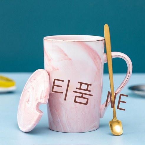 도자기 물컵 선물세트 머그컵 뚜껑 수저 커플컵 스승의 날 선물 가정용 도자기컵 가능, FINE 롱 싱글컵+스푼+뚜껑, 401-500ml