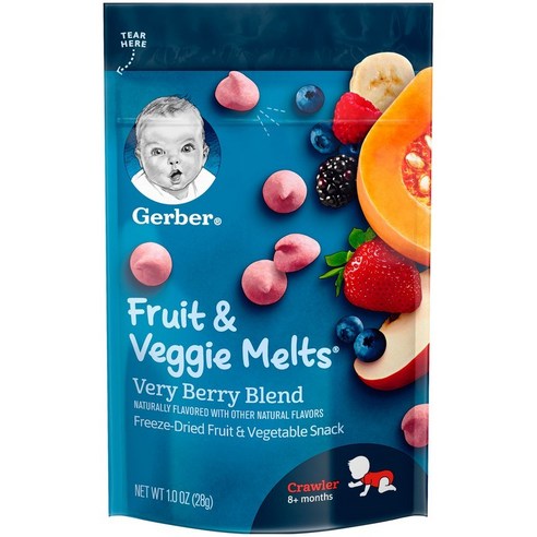 Gerber 그래듀에이트 프루트 & 베지 멜트 28g, 베리 베리 블랜드 (Very Berry Blend), 1개