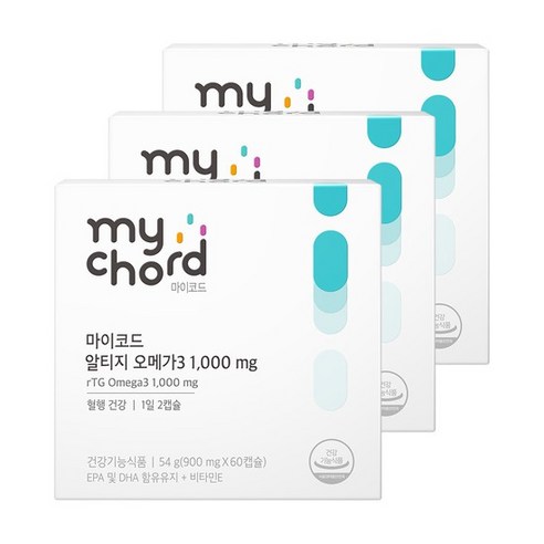 마이코드 알티지 오메가 3 1000mg 3박스(900mgX180캡슐) (90일분), 없음