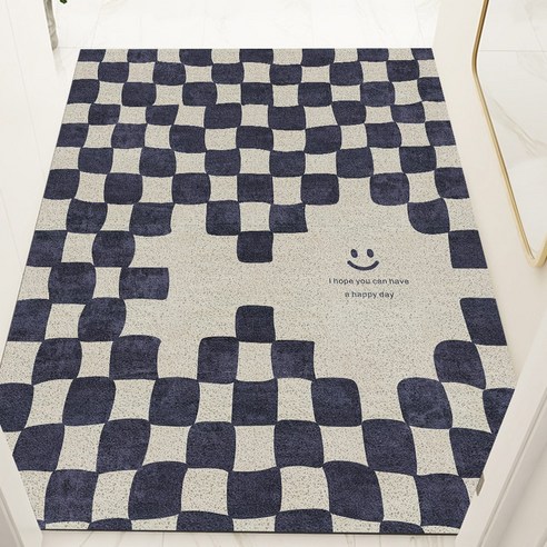 폴라도레 코일 현관매트 출입구 베란다 발판 대형 매트, 07.스마일체크_블루, 3.120x140cm, 1개