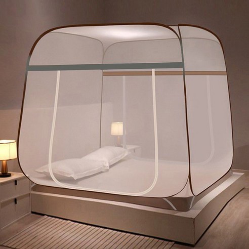 라라공방 원터치 텐트형 바닥있는 디펜스 낙하방지 침대 사각 모기장 1p