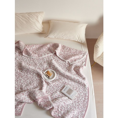 smy담요 퀼트 라이트 럭셔리 레오파드 패턴 장식 사무실 담요 가을과 겨울 싱글 레저 침대 담요, smyBroai 핑크, 130 × 160cm