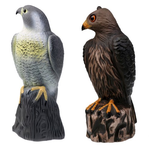 2 pcs 인공 실물 같은 독수리 미끼 사냥 비둘기 새 까마귀 겁주는 허수아비 장식 그림, 회색, 갈색, PE, 조류 비둘기