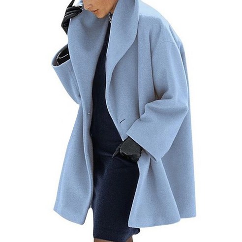 가을 겨울 여자 패션 라운드 넥 루즈핏 후드 모직 코트 양면