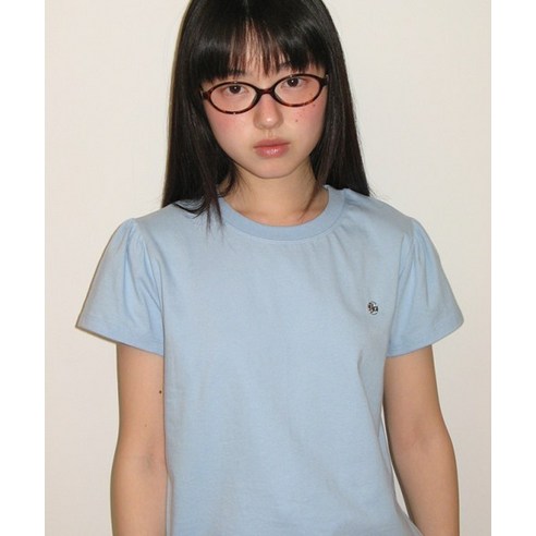 Tシャツ・カットソー RONRON PUFF SHIRRING SHORT SLEEVE T SHIRT SOFT BLUE RR25BST4 RONRON PUFF SHIRRING SHORT SLEEVE T SHIRT SOFT