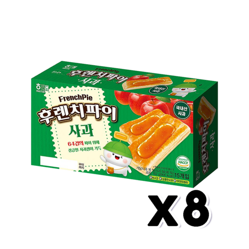 해태 후렌치파이 사과 15개입 스낵간식 192g x 8개, 단품