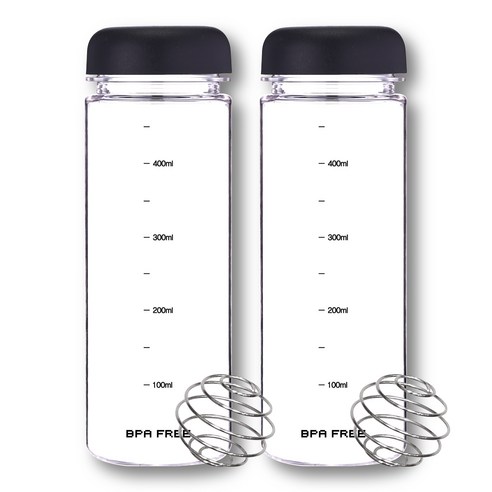 위드 쉐이커보틀 눈금물병 트라이탄 2P, 2개, 500ml, 블랙