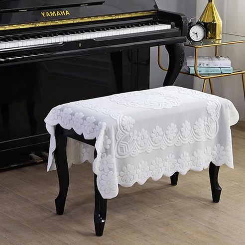 SKANDSALO 피아노 커버 덮개 레이스 하프 커버 현대 흰색, 매화꽃-순백색, 90cm 폭 * 90cm 길이, 1개