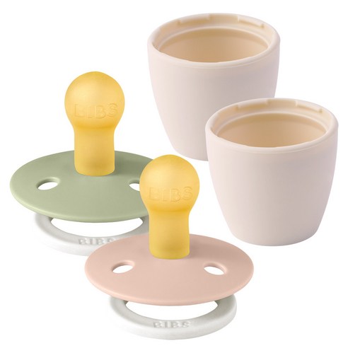빕스 컬러 고무 쪽쪽이+실리콘캡 2p 세트, 1단계(0~6개월), 블러쉬나이트+세이지나이트