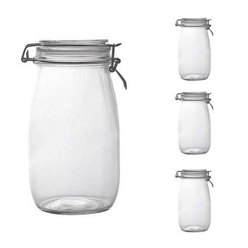 차이나다 다용도 밀폐유리병 1500ml, 4개