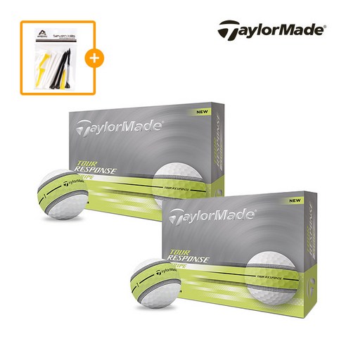 테일러메이드 2025 투어 리스폰스 스트라이프 골프볼 테일러메이드코리아 정품, 2개, 12개입, 옐로우(사은품 증정)