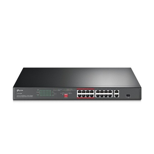 티피링크 16포트 10/100 Mbps + 2포트 기가비트 랙마운트 스위칭허브 PoE+ 포함, T-LSL1218P, 1개