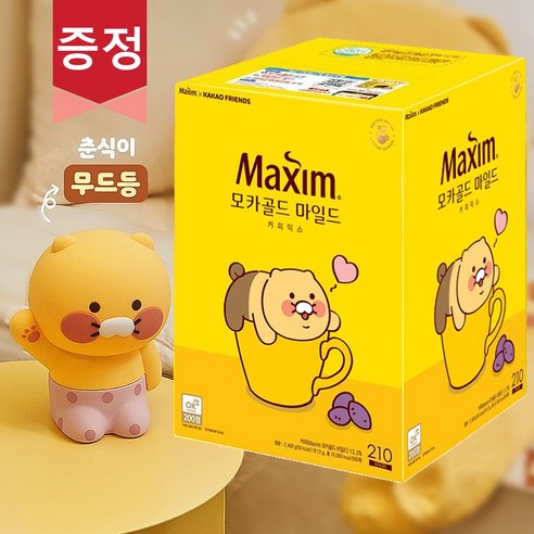 [OKㅣ강추] 맥심 모카골드 커피믹스 210T+춘식이 무드등 [OKNOWㅣ추천상품]