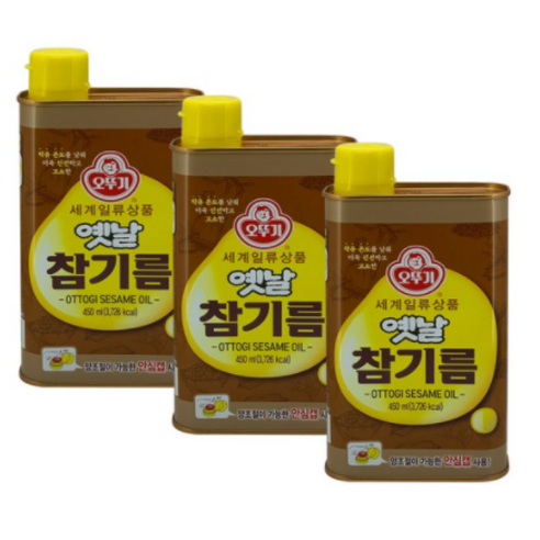 오뚜기 옛날 참기름 450ml, 3개