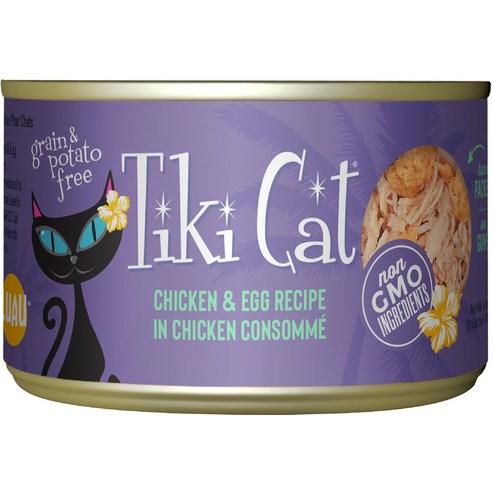 Tiki Cat Koolina Luau 계란과 치킨 콘소메 그레인 프리 고양이 사료 통조림, 6-oz case of 8