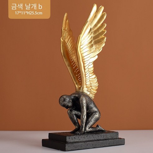 창조적 인 천사 간단한 현대 거실 TV 캐비닛 현관 캐비닛 신발 캐비닛 연구 장식 수지 공예 장식품, 황금 날개B금8358-B