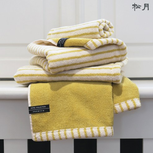 송월타올 스트라이프 줄무늬 수건 220g 570GSM, 5개, 베이지