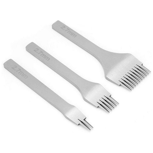 3 PC 2.7mm 가죽 끌 가죽 금형 강철 끌기 포크 구멍 펀칭 도구 키트 철 시트 펀치 도구, 하나, 보여진 바와 같이
