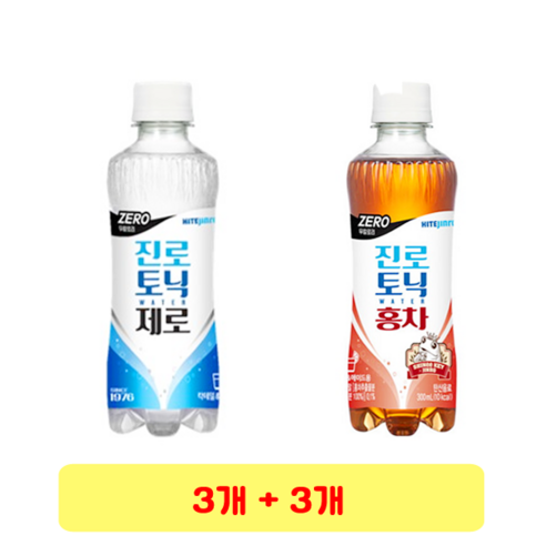 진로 토닉워터 제로 + 홍차, 3개 + 3개, 300ml