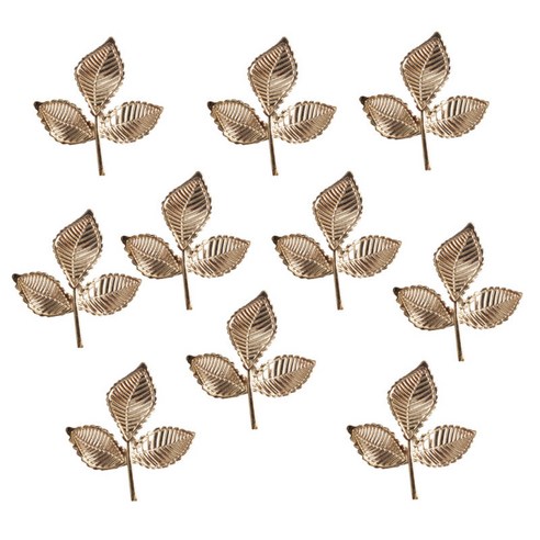 신부 웨딩 장식 금을위한 10 조각 잎 합금 공예 단추 장식, 골드