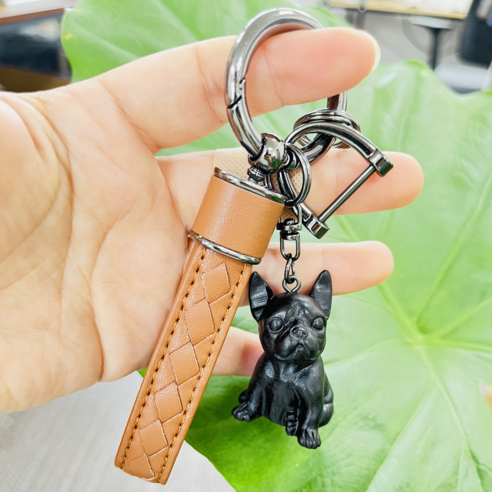 다은랜드 고급 고가 천연원목 흑단나무 불독 키링 고급 악세사리 특별 선물 가방고리, 브라운, 1개
