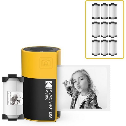 KODAK 메모샷 ERA 키즈 즉석 디지털 카메라 및 포토 라벨 프린터 (화이트 + 10롤), Camera + 10 Rolls_Yellow