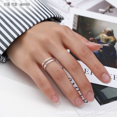 【아침 햇살】한국 이스트 게이트 기하학적 크로스 여는 손가락 반지 여성 멋진 스타일의 멋진 성격 레트로 틈새 인터넷 연예인