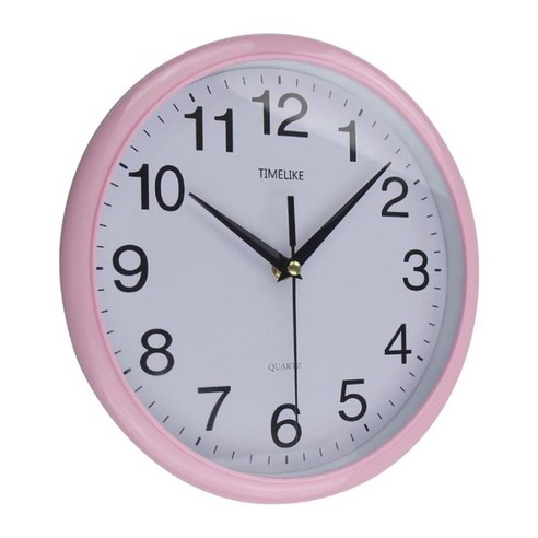 조용한 똑딱 거리지 않는 현대 벽시계 시계 가정 거실 사무실, 핑크, 플라스틱