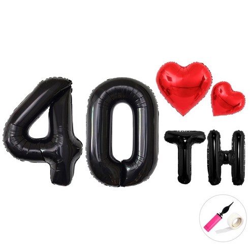 이벤트홀릭 기념일 100cm 블랙 풍선 숫자 파티 세트 결혼 백일 촬영, 1개, 40주년