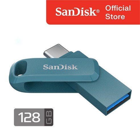 샌디스크 정품 울트라 듀얼 드라이브 고 128 GB 기가 SDDDC3 나비지오 블루 OTG, 1개