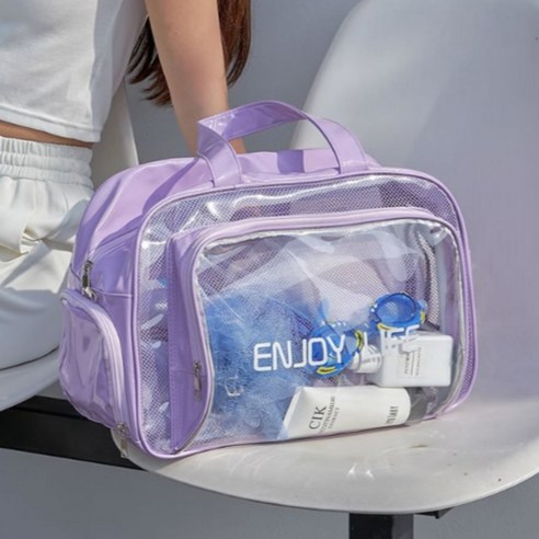 여름에 수영장이나 해변에서 필수품을 편안하고 세련되게 운반하는 해피무드 대형 수영 목욕 가방