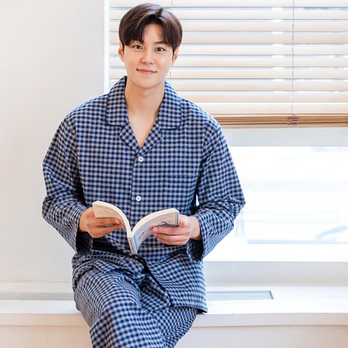 이라인 국산 밀란체크 선염 기모 면 잠옷