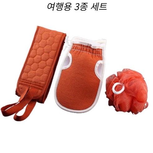 키미블랑 여행용 샤워타올 3종 세트, 레드, 1개