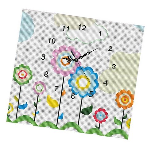 꽃 시계는 구조 11CT 40x38cm 없는 십자수 스타터 장비를 각인했습니다, 다색, 폴리 에스터