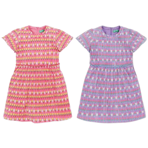 베네통 키즈 QAOP25431-튤립 플리츠 원피스(2컬러) 매장정품