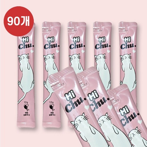 칼마 국내산 고양이 짜먹는 간식 하이츄 12g 고단백 연어/참치/닭가슴살 대용량 츄르, 90개, 연어