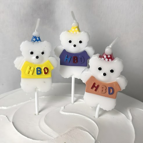 곰돌이 HBD 생일초 케이크초 생일파티, 1세트