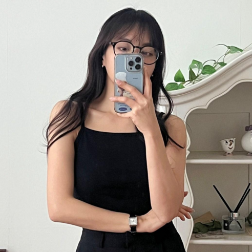 커밍투유 바이오워싱 면 스퀘어넥 끈 나시