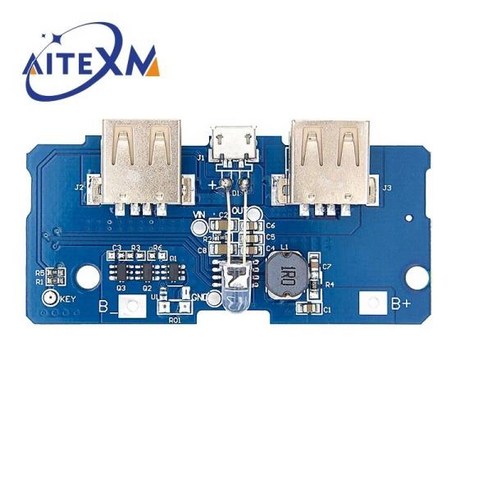 파워 뱅크 충전기 모듈 충전 회로 기판 승압 부스트 서플라이 2A 듀얼 USB 출력 1A 입력 5V