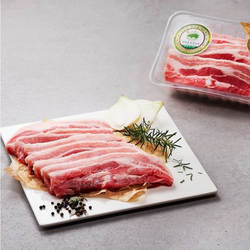 한돈 국내산 돼지고기 녹차먹인 삼겹살, 3개, 400g