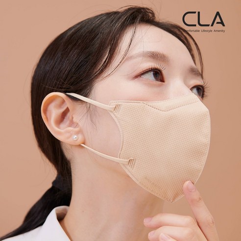 CLA 슬림핏 새부리형 마스크 중형, 25매입, 1개, 스킨베이지