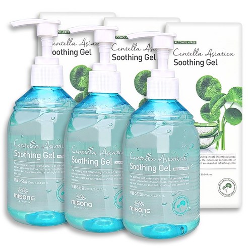 병풀 추출물+알로에베라 피부 진정 병풀 수딩젤, 3개, 300ml
