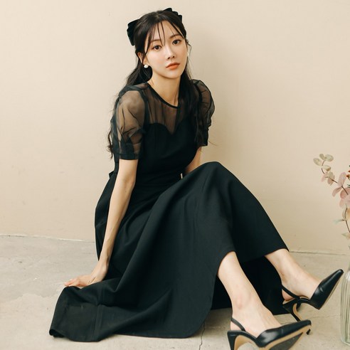 봄날의 우아한 빛남: 오간자 퍼프소매 셀프웨딩 드레스
