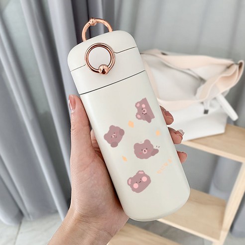 DFMEI 물컵여고비주얼텀블러시간보온귀여운빨대신상심플컵, 흰색 십자 우오 (단단한 덮개), 350ml 싱글 컵
