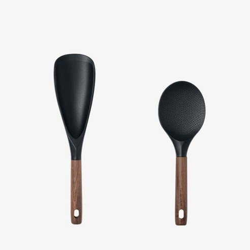 트루쿡 북미산 월넛 실리콘 조리도구 2종 세트, 1개, 블랙, 멀티스푼 + 주걱