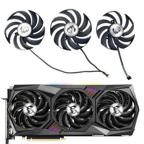 Coolerage MSI 지포스 RTX 3060 3070 3080 3090 3060Ti 3070TI 게이밍 X 트리오용 90MM 4핀 그래픽 카드 팬 라데온 RX 6800 690, Original 3Pcs-Lot, 1개