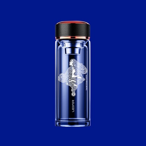 Redf 더블 레이어 유리 인쇄 차 컵 물 컵 [원래 저작권 암], 제미니, 500Ml