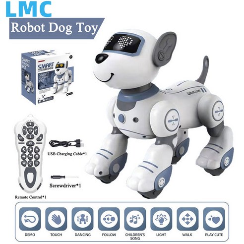 로봇강아지 스마트 강아지 로봇 인공지능 로봇개 재미있는 rc 전자 개 스턴트 개 음성 명령 프로그래밍 가능한 터치 센스 음악 노래 개 장난감, 토르