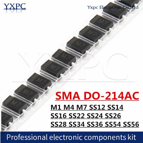 전자사전 영어전자사전 SMA DO214AC M1 M4 M7 SS12 SS14 SS16 SS22 SS24 SS26 SS28 SS34 SS36 SS54 SS56 다이오드 100 개, 14.SS56