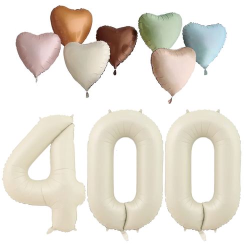 파파 파티 크림 하트 대형 숫자 기념일 생일 풍선 세트, 1세트, 크림 400 + 하트7종
